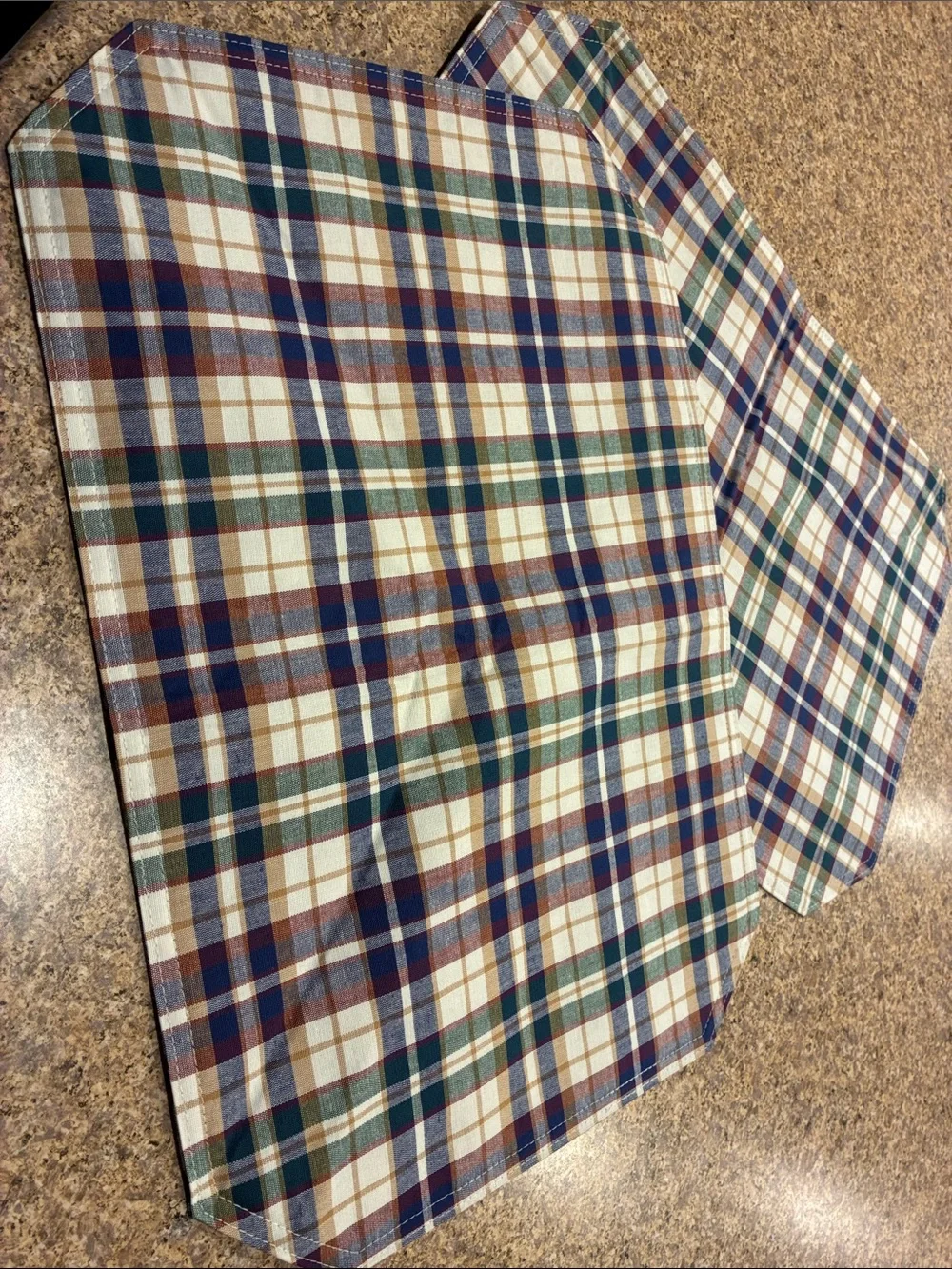 Longaberger Woven Traditions Plaid Fabric Placemats Set of 2 SMELLS MUSTY